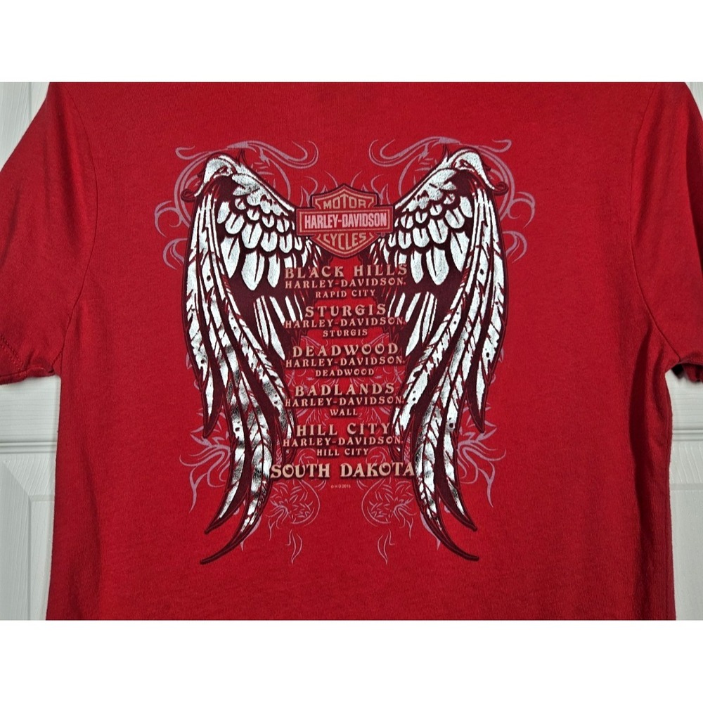 Harley-Davidson T-Shirt 2015 Sturgis 75th Annual Women's XL Red Wings Rally USA - Picture 3 of 9